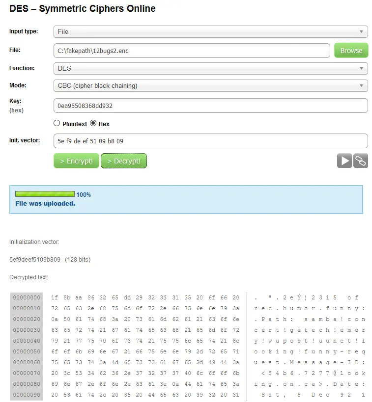 Mostly successful DES decryption